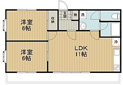 モリタコテージ 2階2LDKの間取り
