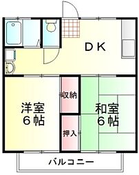 ミクターハイツ 2DKの間取図画像