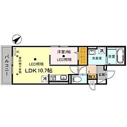 サンヘリオス 3階1LDKの間取り