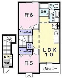 サニ−・ファウンテン 2階2LDKの間取り