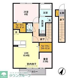 ルナガーデン 2階1LDKの間取り