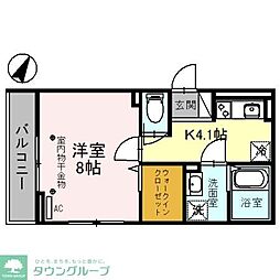 メゾン鶴丸 1階1Kの間取り