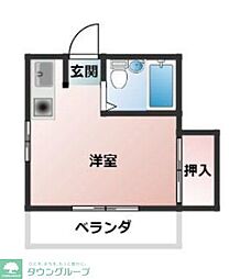 コーポベルセゾン 1階ワンルームの間取り