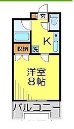 サンライズ鹿山 1階1Kの間取り