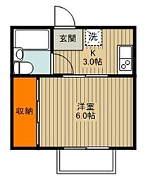 ベルフラワー元町 2階1Kの間取り