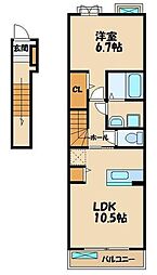 アンビエンス 2階1LDKの間取り