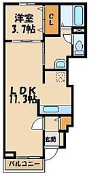 ル　ヴィラージュ　Ａ 1階1LDKの間取り