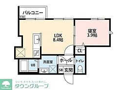 COCO川越 3階1LDKの間取り