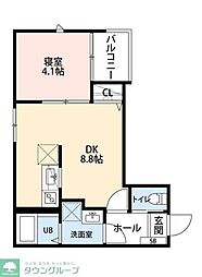 COCO川越 3階1DKの間取り