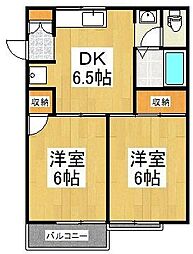 イーストハイツ 1階2DKの間取り