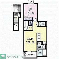 東武越生線 武州長瀬駅 徒歩6分の賃貸アパート 2階1LDKの間取り