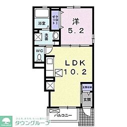 東武東上線 若葉駅 徒歩28分の賃貸アパート 1階1LDKの間取り