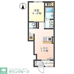 オアシス久米 1階1LDKの間取り
