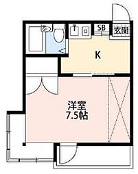 西武狭山線 西所沢駅 徒歩5分の賃貸アパート 1階1Kの間取り
