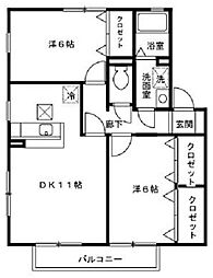 メイプルタウン川越的場D 2LDKの間取図画像