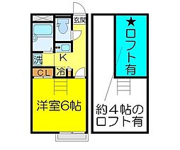 レオパレスアポロ 1Kの間取図画像