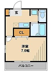 コンフォート狭山 1Kの間取図画像