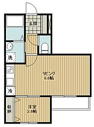狭山市入間川3丁目アパート 1LDKの間取図画像