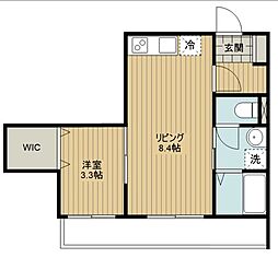 狭山市入間川3丁目アパート 1LDKの間取図画像