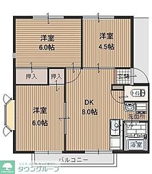 サンハイツ新井D 3DKの間取図画像