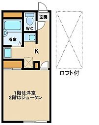 レオパレスコートデレモングラス 1Kの間取図画像