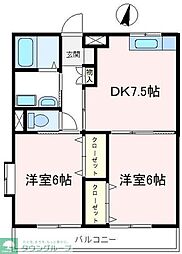 アーネストマンション 2DKの間取図画像