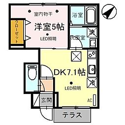 ブルーデイジー 1DKの間取図画像