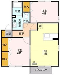 ピュアコートA 2LDKの間取図画像