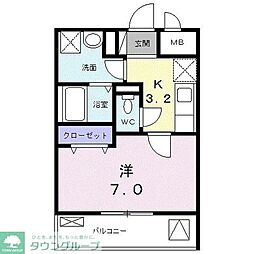 ウィステリア 1Kの間取図画像