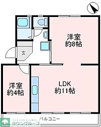狭山台第一住宅2-20号棟 2LDKの間取図画像