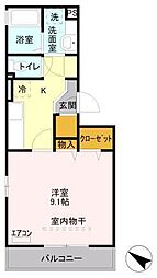 カーサリリオ 1Kの間取図画像