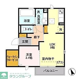 アプリコットA 1LDKの間取図画像