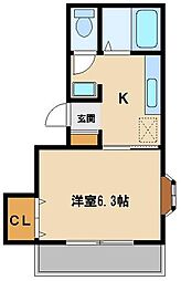 アリビオ 1Kの間取図画像