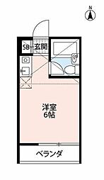 ドミール石川 ワンルームの間取図画像