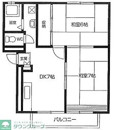 サンハイツ 2DKの間取図画像