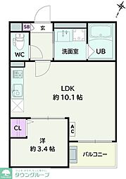 川越市大字的場アパート 1LDKの間取図画像