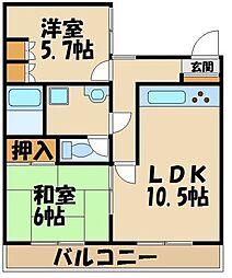仏子グリーンバレー 2LDKの間取図画像