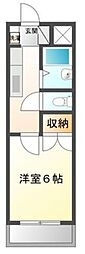 リヴィエール1 1Kの間取図画像
