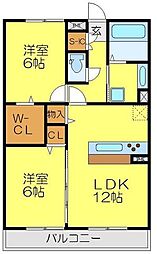 ポッソヴィラージュ1 2LDKの間取図画像