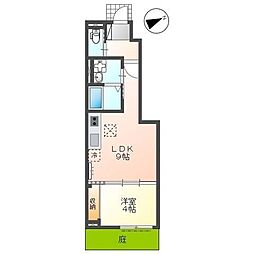 グランプラム箱根ヶ崎 1LDKの間取図画像