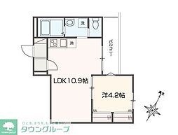 狭山市中央4丁目アパート 1LDKの間取図画像