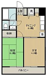ビューハイムFUJI 2DKの間取図画像