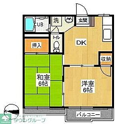 第5フラワーコーポ 2DKの間取図画像