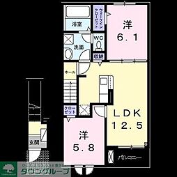 グラン笹井A 2LDKの間取図画像