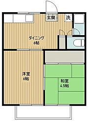 JR八高線 東飯能駅 徒歩8分の賃貸アパート 2階2DKの間取り