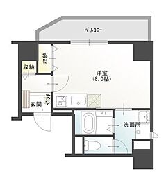 東武東上線 川越駅 徒歩5分の賃貸マンション 8階ワンルームの間取り