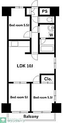 JR八高線 毛呂駅 徒歩2分の賃貸マンション 6階3LDKの間取り