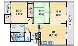 ハイツ高丸 3階3DKの間取り