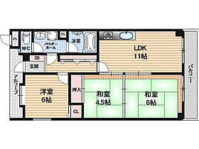 クリスタルコート東正雀 203 ｜ 大阪府摂津市東正雀（賃貸マンション3LDK・2階・65.76㎡） その2