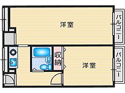 ネオコーポ都 2Kの間取図画像